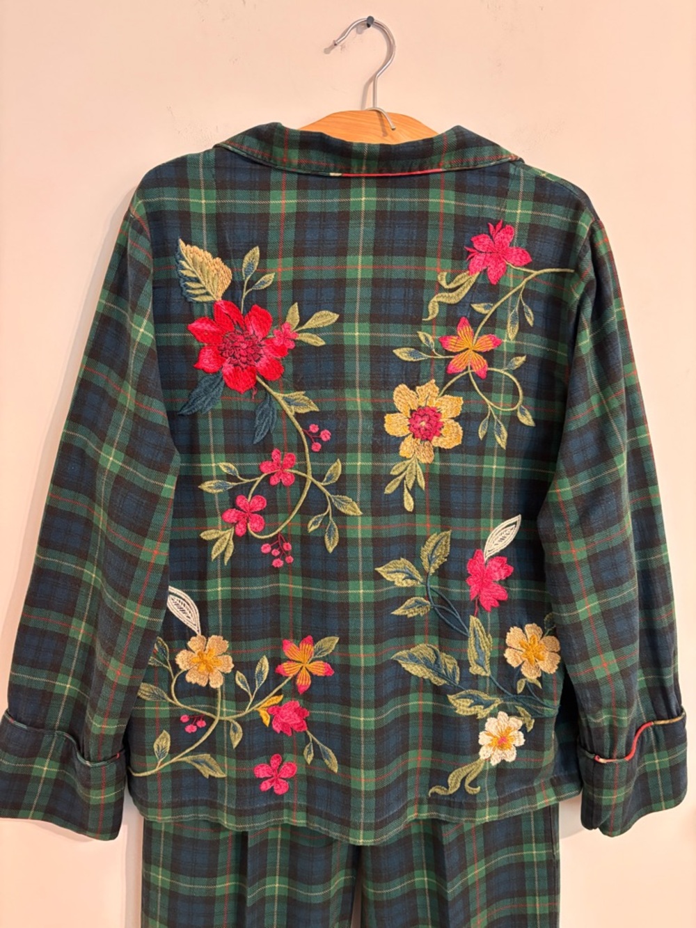 Johnny Was RHODA LONG Plaid Flannel Embroidered PJ SET - Picture 5 of 16